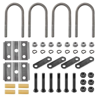 LONFFERY 312 Trailer Alex Shackle with U Bolts Kit Fit for 2-3/8" 3500lb Round Axle, 5-1/2" Long U-Bolts, U-Bolt Plates for 1-3/4" or 2", 1/2"-20 Hex Nuts - size: 312-U Bolt