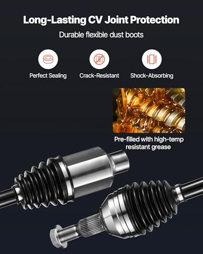 VEVOR CV Axle Shaft Assembly, 2 Pieces Front Left & Right (Driver and Passenger Side), Automotive Replacement Joint Axles Pair Compatible with 2009-2017 Chevrolet Traverse, Alloy Steel & Carbon Steel - size: 2009-2017 Chevrolet Traverse, style: Front Driv