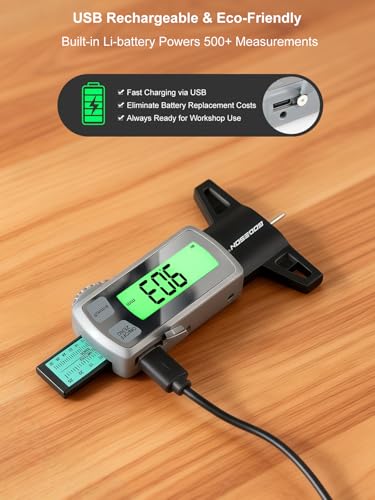 Rechargeable Digital Tire Tread Depth Gauge, USB-C, Backlit LCD | 0-1 inch Measuring Range, mm/Decimal/Fraction Inch Modes, Auto Power Off, Tire Wear Tool for Cars, SUVs, Trucks and RVs