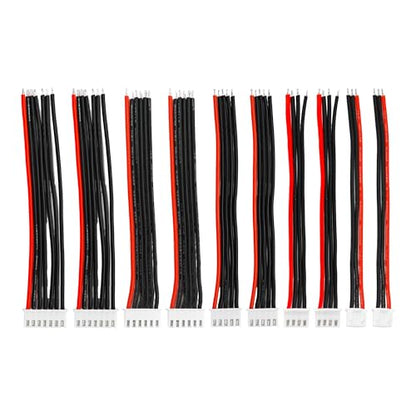 10PCS JST-XH 2S-6S Balance Extension Cable, 3.9" 22AWG Silicone Lead Wire for LiPo Battery Charger, RC Balance Plug Connector Adapter 2S 3S 4S 5S 6S(2pcs Each) - size: 2S-6S