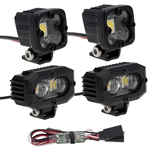 DKKY RC Car Lights LED Spotlights 1/10 Scale RC Crawler Accessories for Axial SCX10 90046 Traxxas TRX4 TRX6 Wraith RR10 MST Redcat Gen8 - style: 2+2 Set w/Controller