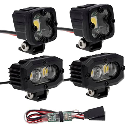 DKKY RC Car Lights LED Spotlights 1/10 Scale RC Crawler Accessories for Axial SCX10 90046 Traxxas TRX4 TRX6 Wraith RR10 MST Redcat Gen8 - style: 2+2 Set w/Controller