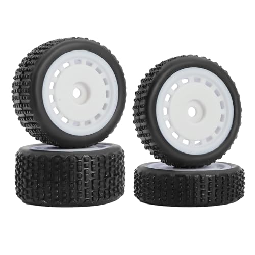 Pre-Mounted Pin Buggy Tires and Wheels Rims Hub Tires Set for 1/24 Losi Micro-B 1/28 Losi Micro-T Wltoys 244016 Upgrade Part (White Micro-B) - color: White Micro-b