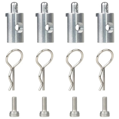 4Pcs Aluminum Body Mounts Body Shell Posts for 1/12 Scale Tamiya CW-01 Chassis Lunch Box Midnight Pumpkin Upgrades Parts (Silver) - color: Silver