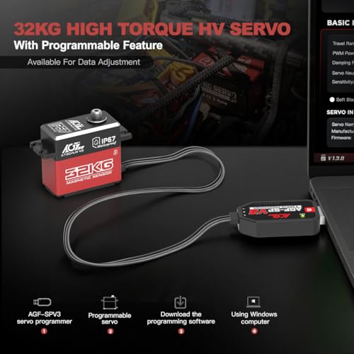 AGFRC 32KG A73CHLW V2 Coreless Waterproof Servo and A73BHLW V2 40KG Brushless Waterproof Programmable Steering Servo