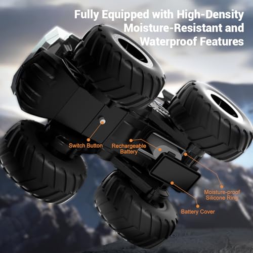 1:16 Cybertruck Remote Control Car, 2.4 GHz 4WD Amphibious Off-Road Pick-up Truck with LED Light, Waterproof Monster Truck Hobby RC Cars Toys for Teen Adults - size: 2 Battery