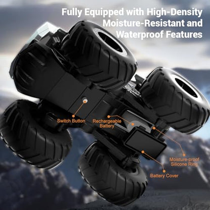 1:16 Cybertruck Remote Control Car, 2.4 GHz 4WD Amphibious Off-Road Pick-up Truck with LED Light, Waterproof Monster Truck Hobby RC Cars Toys for Teen Adults - size: 2 Battery
