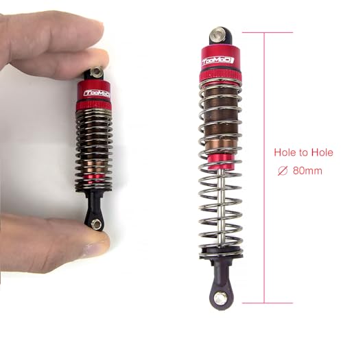Oil Shock Absorbers Upgrade Compatible with 1/10 RC Cars | Fits Axial / D90 / Scx10 / Tamiya / Trx4 - Oil Damper Upgrade - Red - color: Red
