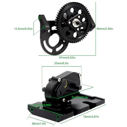 AMK 1/10 Transmission 30% OD Transfer Case Forward Motor Mount with Delrin Spur Gear for 1/10 RC Crawler Axial SCX10 II Element Enduro DIY LCG Chassis SCX10 Upgrades (Black) - color: Black