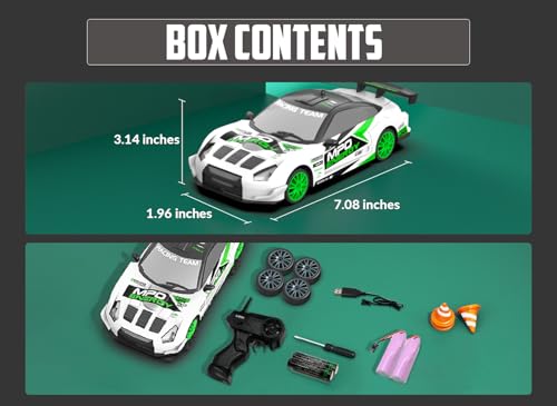 Drift RC Car, 1:24 Scale 2.4Ghz Remote Control Car Toys for Kids | drifting & racing tires, 2 batteries, LED lights, 4 wheels drive, steering trimmer - color: White, size: 1:24 Scale