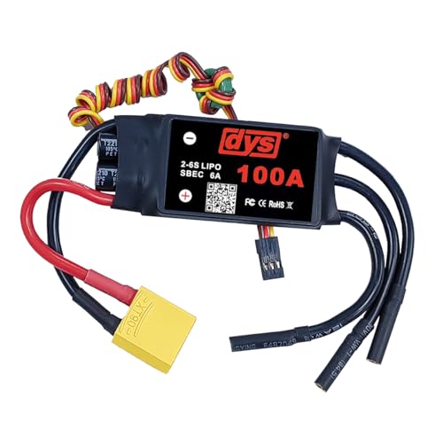 DYS 100A 2-6S Brushless ESC with 5V/6A SBEC with XT90 & 4.0mm Plug for RC Fixed-Wing Aircraft Helicopter - color: Dys 100a Esc