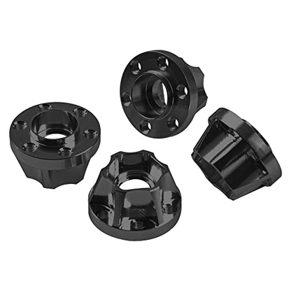 Metal RC 12mm Wheel Hex Hub Extension Combiner Compatible with 1.9/2.2inch Wheel Rim Axial SCX10 Traxxas TRX4 D90 1/10 RC Crawler (12mm, Black) - color: Black, size: 12mm
