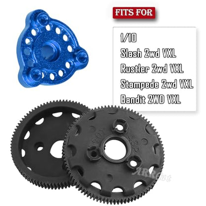 90T 48P Spur Gear with 17T 19T 21T Pinions Gear & Slipper Clutch Upgrades Part for 1/10 Slash Rustler Stampede Bandit 2WD VXL,90T Spur Gear,Navy Blue - color: Navy Blue - (90T)