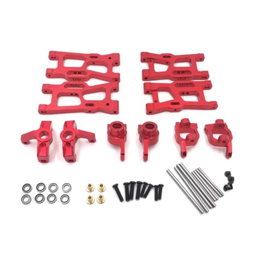 RC Steering Knuckles For Wltoys 144001 144010 124007 1/14 124008 124016 124017 1/12 Metal Suspension Arms Steering Cup Hub Carriers Set Upgrade Parts(Red) - color: Red