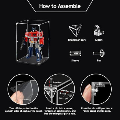 Clear Acrylic Display Case, Self-Assemble Showcase for Collectibles, Action Figures, Dolls- Alternative Glass Box for Commemorative Gifts (8x8x12inch, 22x22x32 cm) - size: 8.66x8.66x12.59inch, 22x22x32 cm