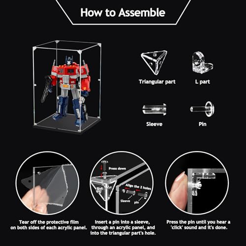 Clear Acrylic Display Case, Self-Assemble Showcase for Collectibles, Action Figures, Dolls- Alternative Glass Box for Commemorative Gifts (10x10x15.7inch, 25x25x40 cm) - size: 10x10x15.7inch, 25x25x40 cm