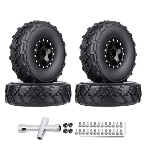 HobbyPark 1.0 Beadlock Wheels and 1.0 Sticky Tires 62x21mm Soft Mud Tires for 1/24 RC Crawler Car Compatible with AX24 SCX24 FCX24 Enduro24, Set of 4 (5 Spoke Rims) - style: 5 Spoke Rims