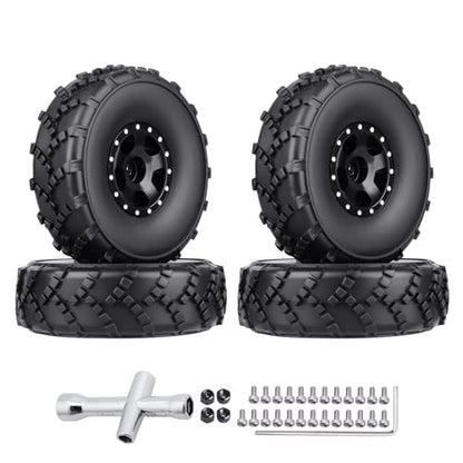 HobbyPark 1.0 Beadlock Wheels and 1.0 Sticky Tires 62x21mm Soft Mud Tires for 1/24 RC Crawler Car Compatible with AX24 SCX24 FCX24 Enduro24, Set of 4 (5 Spoke Rims) - style: 5 Spoke Rims