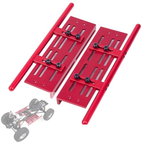 RC Crawler Pedals RC Side Board RC Steps Plate Rock Sliders Running Boards Foot-Plate for 1/10 RC Crawler Car SCX10 I II TRX4 CC01 RGT 86100 GEN8 Wrangler Chassis Parts(Red) - color: Red