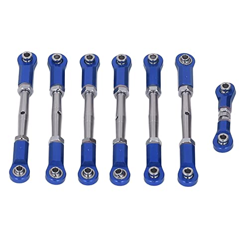 7PCS Adjustable Links Set for Slash Rustler - RC Accessories - 1/10 RC Car Adjustable Steering Linkage Kit with 87-103mm Links (Blue) - color: Blue
