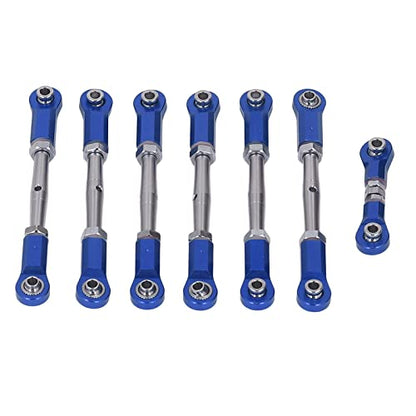 7PCS Adjustable Links Set for Slash Rustler - RC Accessories - 1/10 RC Car Adjustable Steering Linkage Kit with 87-103mm Links (Blue) - color: Blue