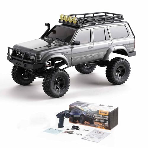FCX18S FMS RC Crawler Toyota Cruiser 1/18 LC80 S Offroad Trucks 4X4 RC Rock Crawler with LED Lights for Adults (Grey) - color: Grey