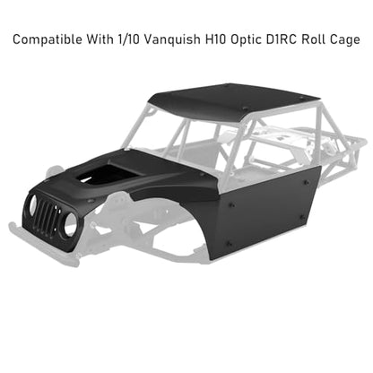 Aluminum Body Panels Kit for Vanquish H10 Optic Sparco H10 Optic Yokohama RTR 1/10 RC Crawler Upgrade Parts (Black) - color: Black