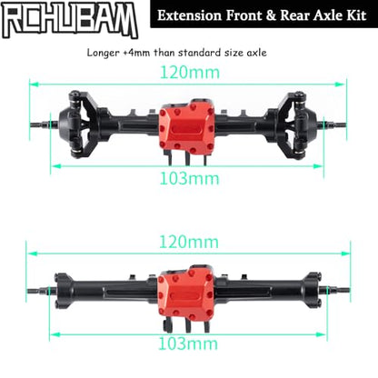 RCHUBAM Front & Rear Axle with Steering Link for TRX4M 1/18 RC Upgrade Part (Extended Axles Set) | Aluminum,Complete Portal Axle Set,CNC Machined - style: Extended Axles Set