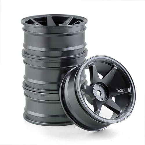 1/10 RC On Road Wheels Rims 12mm Hex Alloy Aluminum Drift Hubs For 1:10 Rally Racing Car Tires Tamiya TT01 TT02 XV01 TA06 A959 PTG2 HPI KYOSHO HSP PTG2 Touring Street Tyres 4PCS (Titanium) - color: Titanium