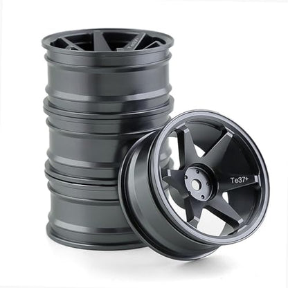 1/10 RC On Road Wheels Rims 12mm Hex Alloy Aluminum Drift Hubs For 1:10 Rally Racing Car Tires Tamiya TT01 TT02 XV01 TA06 A959 PTG2 HPI KYOSHO HSP PTG2 Touring Street Tyres 4PCS (Titanium) - color: Titanium