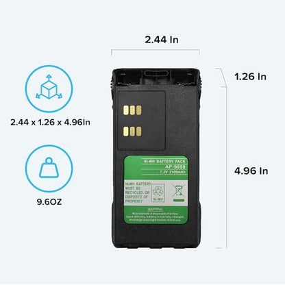 ExpertPower® 7.2V 2100mAh NiMH Battery for Motorola NTN9858, NTN9815, NTN9858AR | Compatible with XTS1500, XTS2500, PR1500, MT1500 Radios | Long-Lasting Rechargeable Pack - size: NTN-9858