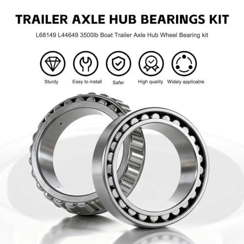 2 Sets 3500lb Trailer Wheel Bearing Kit L68149 L44649 Boat Trailer Axle Bearing Kit Grease Seals Fits for 1-3/8'' to 1-1/16''Bearing Kits 1.98" Dust Caps and Rubber Plugs Cotter Pins for #84 Spindle - color: 2 Set L68149 L44649 Bearings Kit