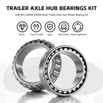 4 Sets 3500 LB Boat Trailer Axle Bearing Kits, L68149 L44649 Bearings with 171255TB (10-19) Grease Seals, Fits 1-3/8" to 1-1/16" Bearings, 1.98" Dust Caps, Rubber Plugs, Cotter Pins – Fits #84 Spindle - color: 4 Set L68149 L44649 Bearings Kit