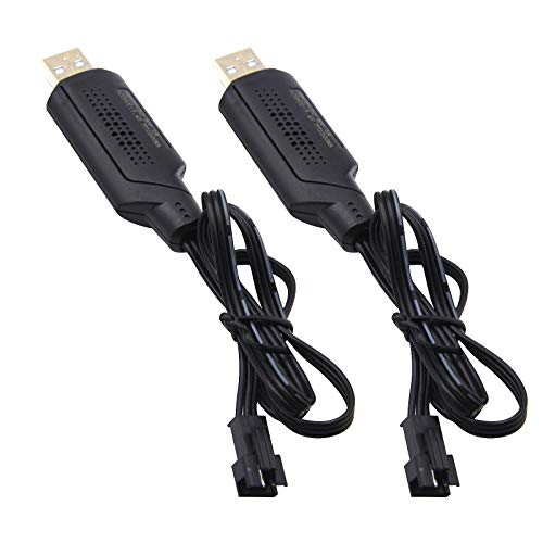 Blomiky 2 Pack 7.4V SM-3P Plug Charger Cable for 7.4V 2S 600mAh 900mAh 1200mAh 1300mAh 1500mAh Li-ion Battery/SM-3P USB 2