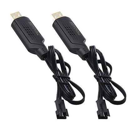 Blomiky 2 Pack 7.4V SM-3P Plug Charger Cable for 7.4V 2S 600mAh 900mAh 1200mAh 1300mAh 1500mAh Li-ion Battery/SM-3P USB 2