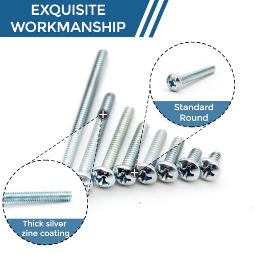 160 Pcs #8-32 Machine Screw Assortment Kit, Zinc-Plated Carbon Steel Phillips Pan Head Hex Nut Combination Set, 8 Sizes (#8-32, 1/4" to 2") with 80P Extra Hex Nut for Cabinet Electrical DIY - size: #8-32 - 80 Sets, 8 Sizes