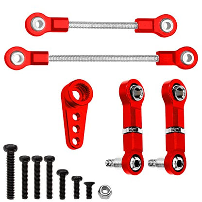 ShareGoo Steering Link Rod Pull Rods Servo Links Linkage 28T Servo Arm Compatible with Wltoys K969 K979 K989 K999 P929 P939 1/28 RC Car (Red) - color: Red