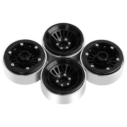 CNC 1.3" Beadlock Wheel Rim for SCX24 1/24 TRX4M Ascent18 1/18 RC Crawler Aluminium Upgrade Part (Black) - color: Black