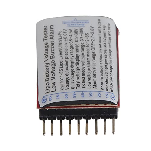 RC 1S-8S Lipo Battery LED Tester Low Voltage Alarm Buzzer Checker Set for RC Accessory