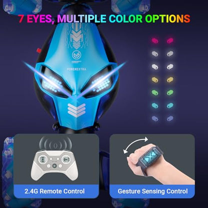 RC Stunt Car Toys for 6-12 Year Old Kids - 4WD Remote Control Watch - Gesture Sensor - Double Sided Rotating RC Car - Lights, Music - Perfect for Boys & Girls' Birthday-(Blue)