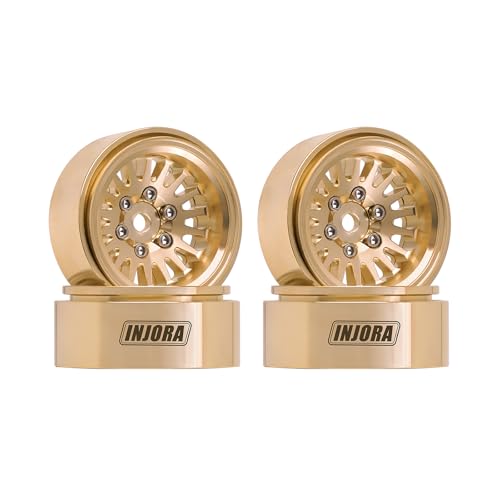 INJORA 1.0 Plus Brass Beadlock Wheel Rim for 1/24 1/18 RC Crawler TRX4M Ascent18 SCX24 FCX24 Upgrade(Brass) - color: Brass