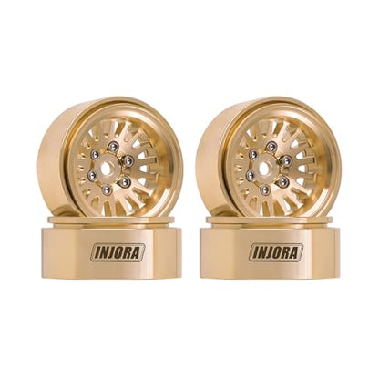 INJORA 1.0 Plus Brass Beadlock Wheel Rim for 1/24 1/18 RC Crawler TRX4M Ascent18 SCX24 FCX24 Upgrade(Brass) - color: Brass