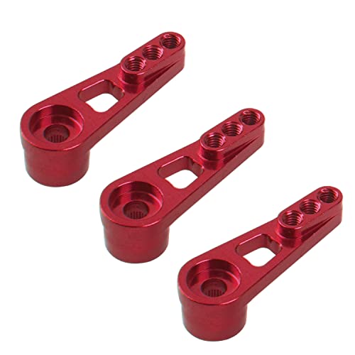 3Pack ShareGoo 25T Servo Horn Steering Arm Compatible with Futaba Savox HSP Power HD Servos Motor Compatible with Wltoys A949 A959-B A969 A979 K929 1/18 RC Car (Red) - color: Red