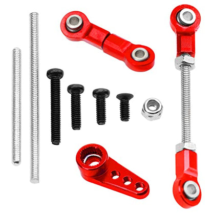 Front Steering Link Rod Servo Link Linkages with 28T Servo Arm Compatible with WLtoys 1/28 K969 K979 K989 K999 P929 P939 Mini-Q Mini-Z RC Car (Red) - color: Red