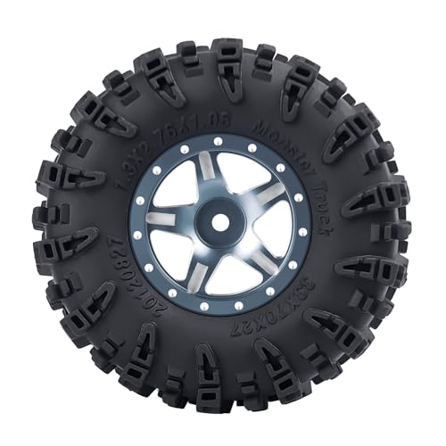 4PCS 1.3" Beadlock Wheel Tires Set Aluminum 1.3inch 5-Spoke Beadlock Wheel Hub Wheel Rim 7mm Hex ＆ 70mm/2.76inch Rubber Crawler Tires for 1/18 1/24 RC Crawler Car SCX24 TRX4M (Titanium) - color: Titanium