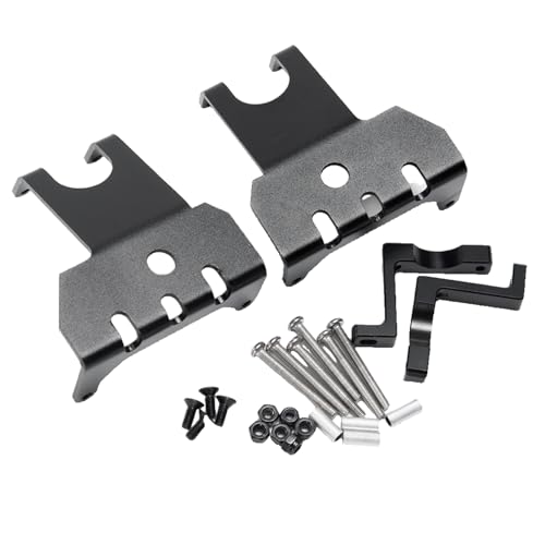 2PCS RC Car Aluminum Axle Protector Chassis Armor Front & Rear Skid Plate Compatible with 90018 90048 90053 1/10 RC Crawler Car Upgrades (Black) - color: Black