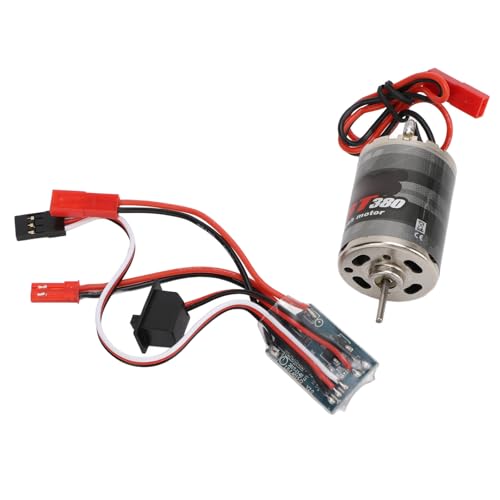 POCREATION RC Brushed Motor ESC, Stainless Steel 380 38T Motor with 30A Brush ESC, 7.2V 19000RPM Large Torsion Combo for 1 16 1 18 RC Car Boat Replacement