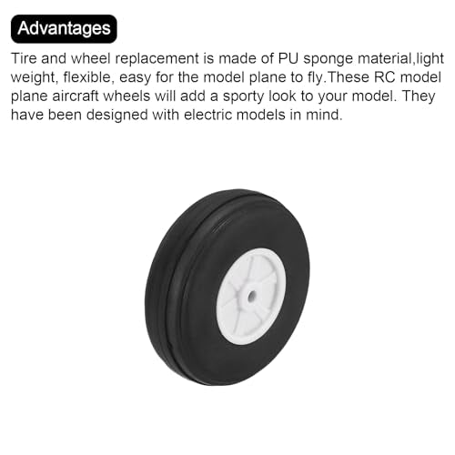MECCANIXITY 10Pcs RC Airplane Wheels 2" OD Aircraft PU Rubber Tire Tail Airplanes Wheel Replacement for DIY Model Plane Helicopter Car - size: 2" OD