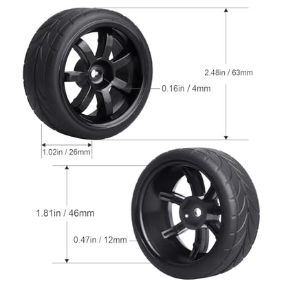HobbyPark Glued 1/10 On-Road RC Touring Tires and Wheels Set for 1/18 Traxxas Latrax Teton 4 Tec 2.0 3.0 Tamiya TT02 TT01 Brushless (4-Pack) (Color E) - color: Color E