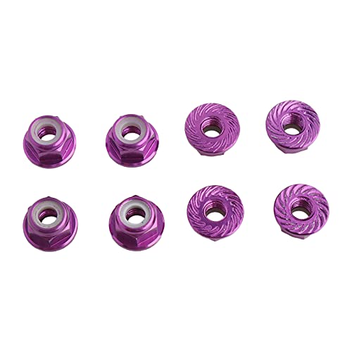 8PCS Flange M4 Lock Nuts Serrated Nylon Self-Tightening Aluminum M4 Wheel Hardware for Axial HPI TLR ECX Model RC Car Vehicles Upgraded Replacement Parts (Purple) - color: Purple